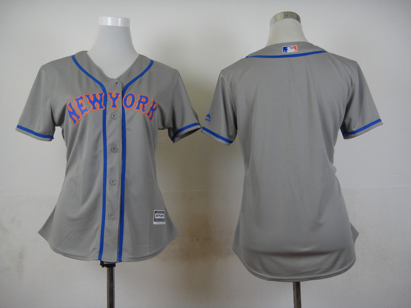 Women New York Mets Blank Grey MLB Jerseys